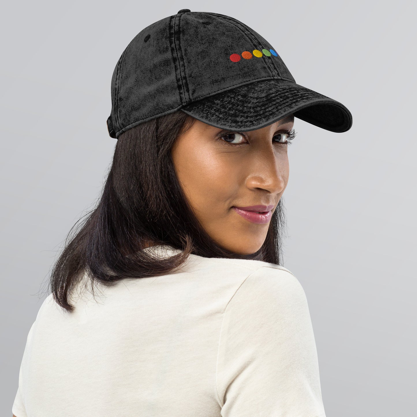 Rainbow Dots Vintage Cotton Twill Cap